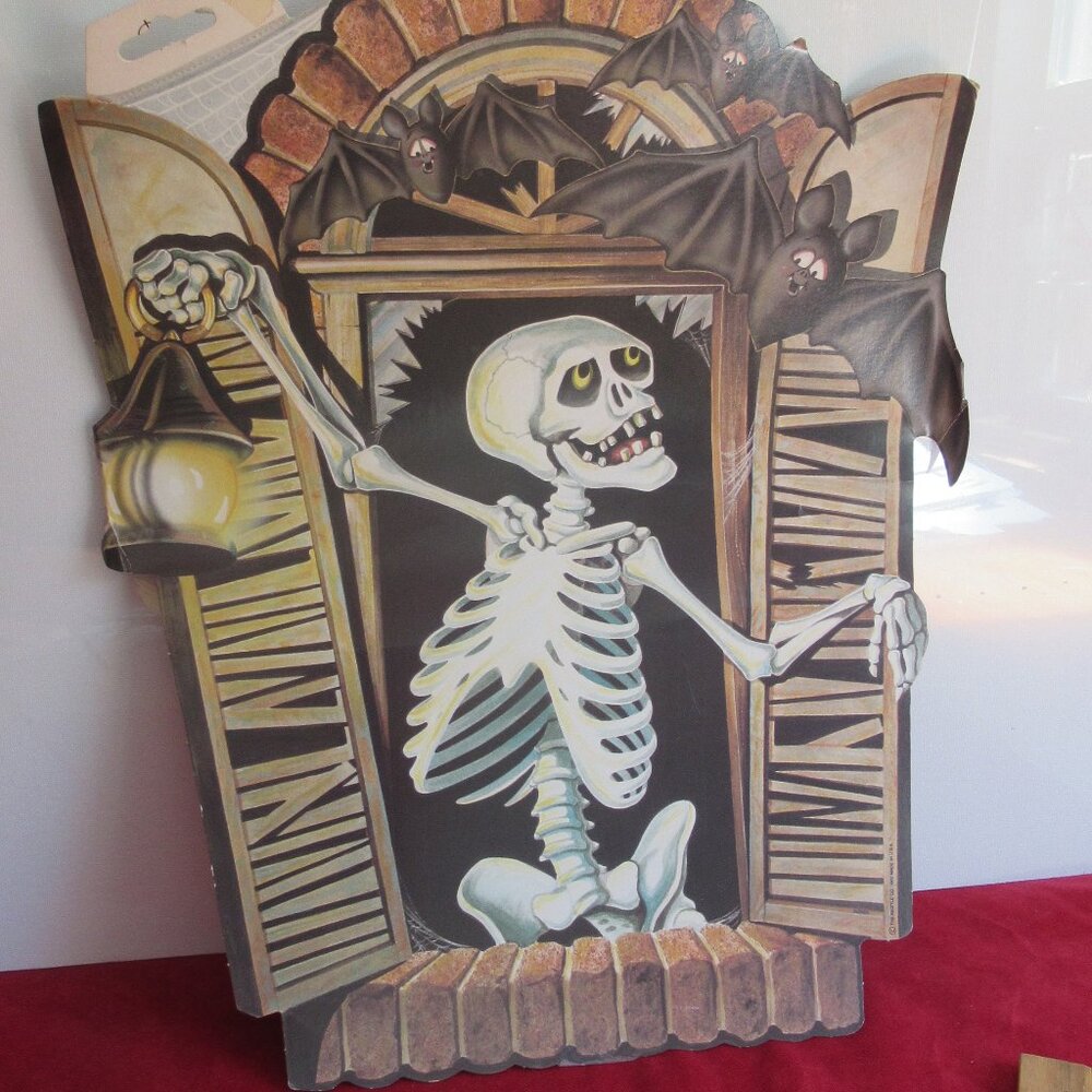 😱 4 Halloween Posters, Vintage, Witches, Skeleton, Ghost, Pumpkin, Caldron 👻